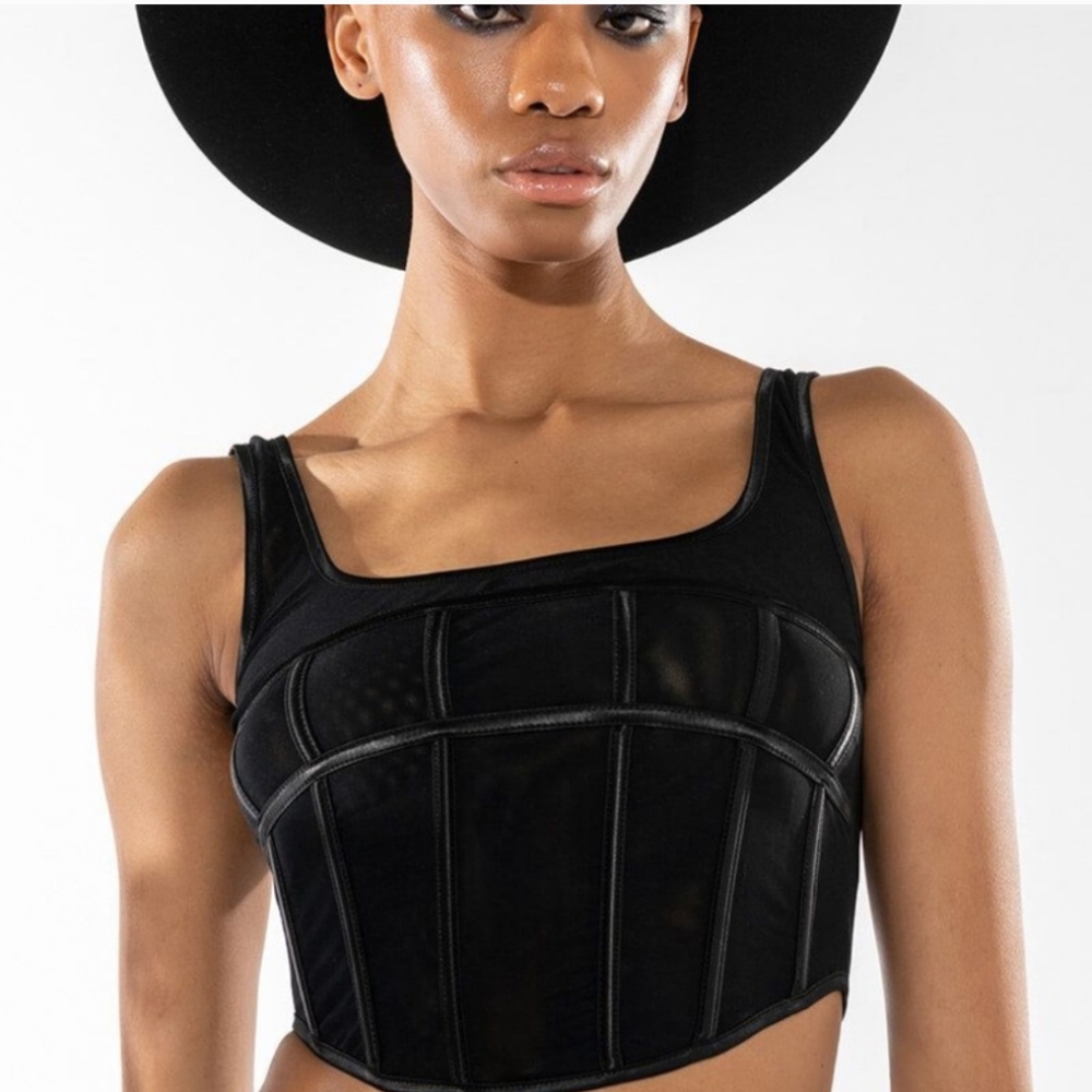 Callie Lives Black Corset Tank Top